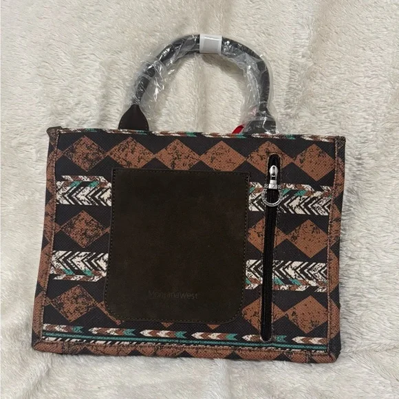 Montana West Geometric Brown and Black Tote - Picture 3 of 7